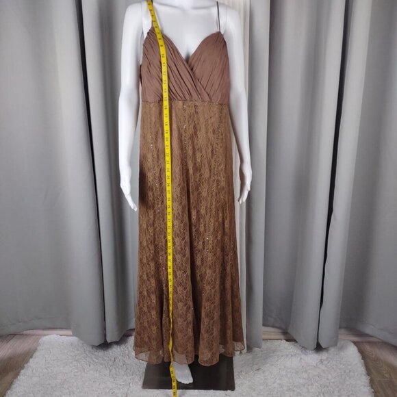 Lane Bryant Plus Size 16 Brown Lace Maxi Dress NWT Formal Gown Evening Wedding - Picture 6 of 12